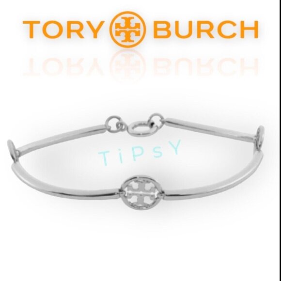 ✺Beautiful Tory Burch Silver Miller Double T Bracelet - Picture 1 of 3